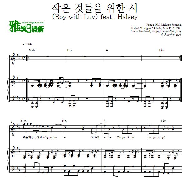 BTS - Boy with Luv弹唱钢琴谱 BTS - Boy with Love弹唱钢琴谱