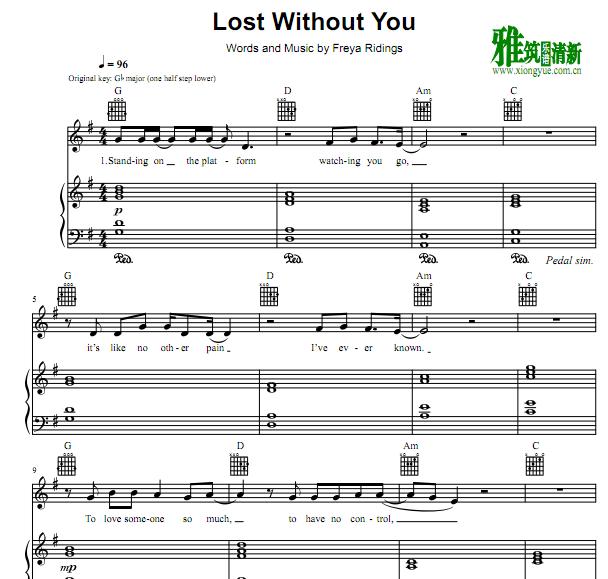 Freya Ridings - Lost Without You 钢琴伴奏谱