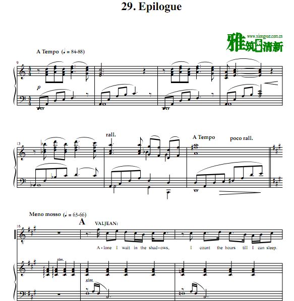 2010版悲惨世界声乐钢琴伴奏谱 Epilogue钢伴奏声乐谱