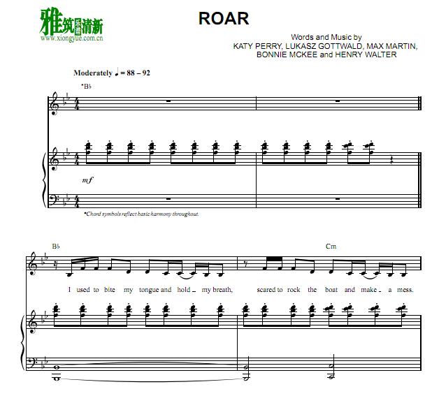 Katy Perry - Roar歌谱 正谱