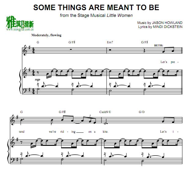 Little Women - Some Things Are Meant To Be歌谱 钢琴弹唱谱
