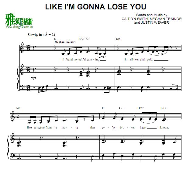 Meghan Trainor - Like I'm Gonna Lose You歌谱 正谱