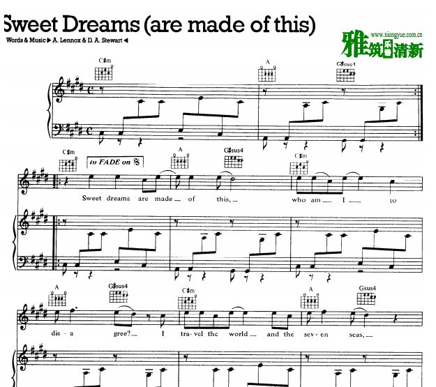 Sweet Dreams(are made of this)钢琴伴奏谱
