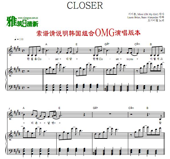 OH MY GIRL - CLOSER原版钢琴谱