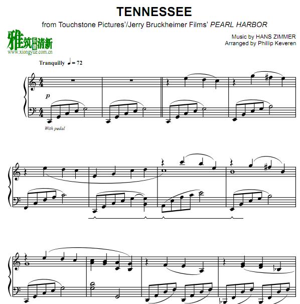 珍珠港Tennessee钢琴谱