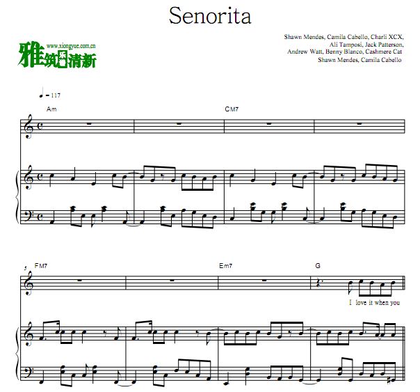 mendes & camila cabello - se09orita钢琴伴奏谱 senorita歌谱