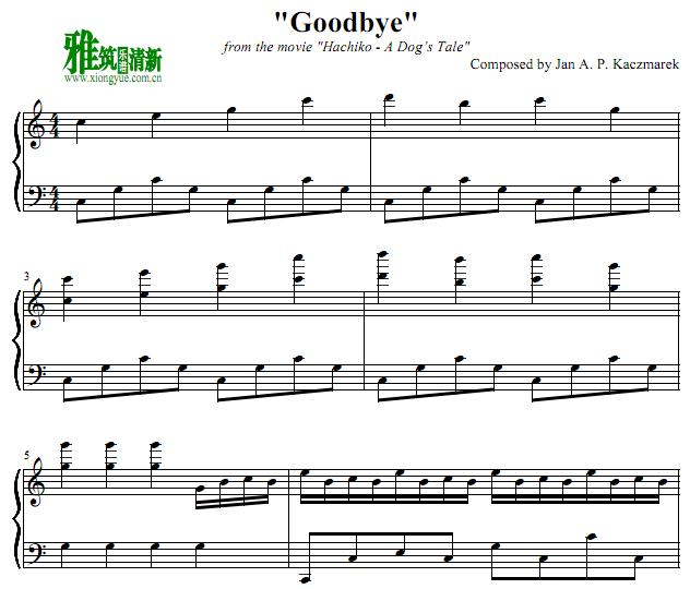 忠犬八公 goodby钢琴谱 