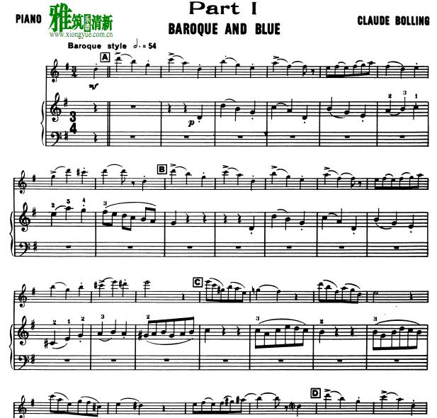 克劳柏林 - baroque and blue长笛钢琴谱