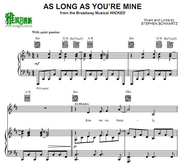 Wicked - As Long As You're Mine正谱 歌谱