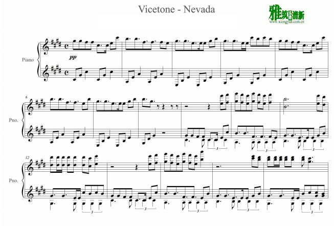 vicetone - nevada钢琴谱
