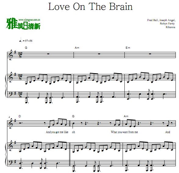 蕾哈娜 Rihanna - Love On The Brain钢琴弹唱谱 歌谱