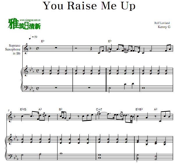 Kenny G 凯丽·金 You Raise Me Up萨克斯钢琴合奏谱