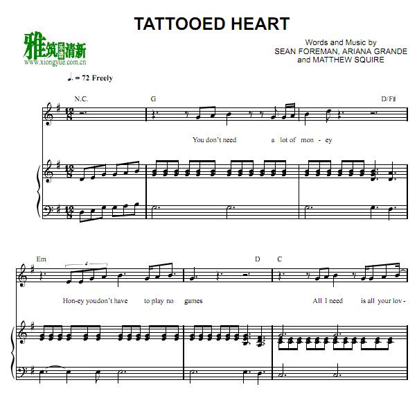 Ariana Grande - Tattooed Heart钢琴伴奏谱