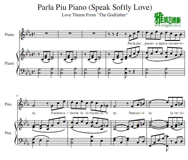  意大利语版教父 柔声倾述歌谱 - PARLA PIU PIANO