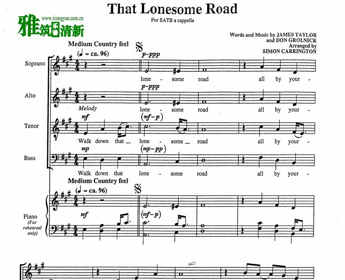 That Lonesome Roadϳְ SATB