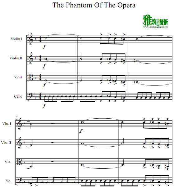 歌剧魅影The Phantom of the Opera 弦乐四重奏谱