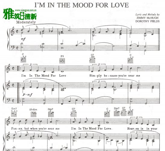 I'm in the Mood for Love钢琴伴奏谱 声乐谱