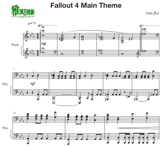 辐射4 主题曲 fallout 4 main theme钢琴谱