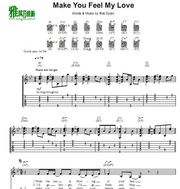 Adele - Make You Feel My Love吉他谱
