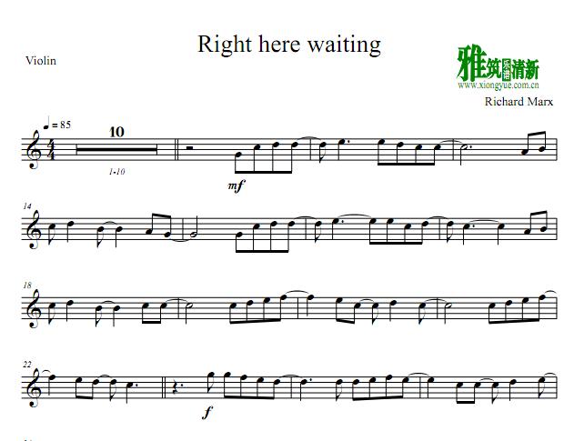 Richard Marx - Right here waiting小提琴谱