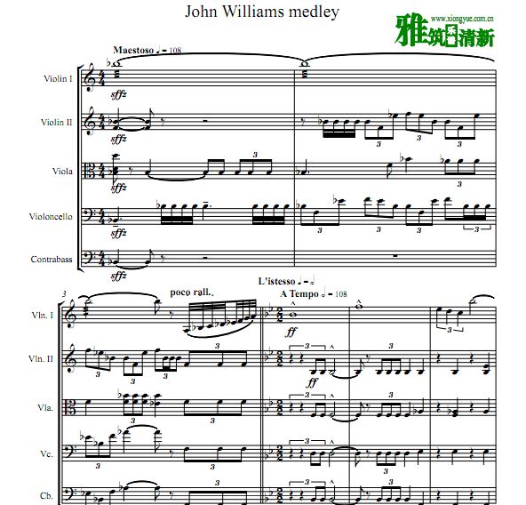 约翰·威廉姆斯John Williams音乐作品串烧弦乐队合奏谱 