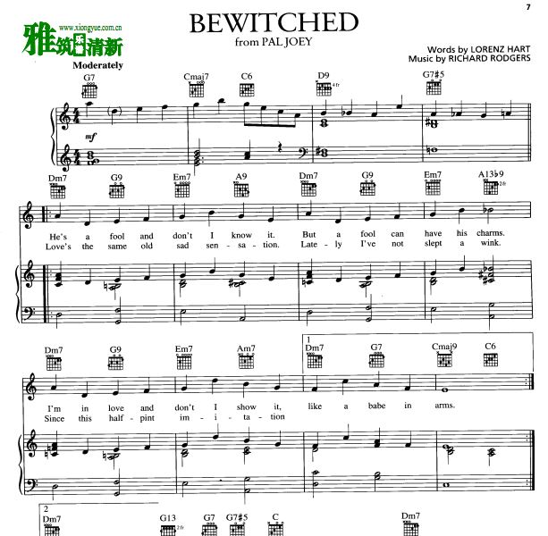 好友乔伊Pal Joey - Bewitched歌谱 钢琴伴奏谱
