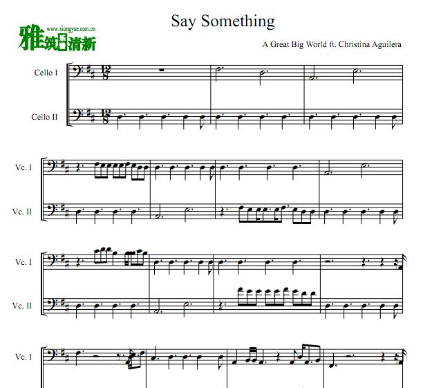 Say Something 双大提琴合奏谱