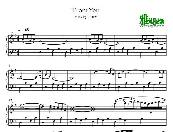 riopy - From You 钢琴谱