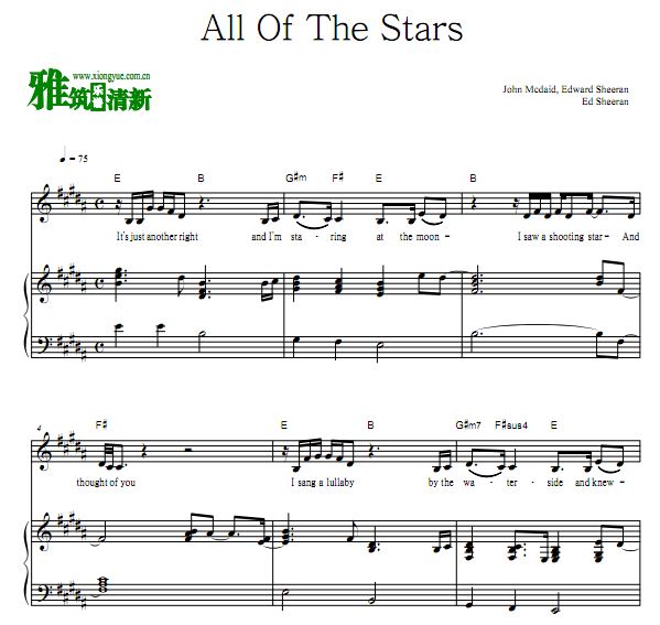 Ed Sheeran - All Of The Stars钢琴弹唱谱