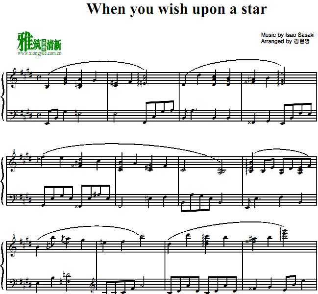 Isao Sasaki-When You Wish Upon a Star钢琴谱