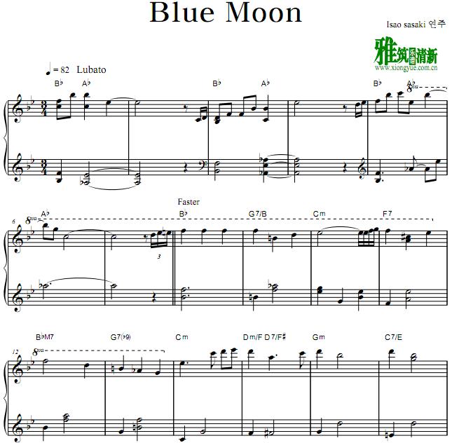 Isao Sasaki - Blue Moon钢琴谱