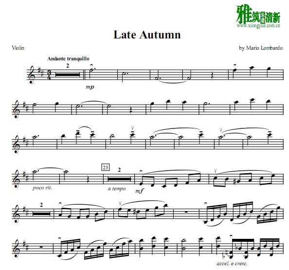 Late Autumn小提琴谱