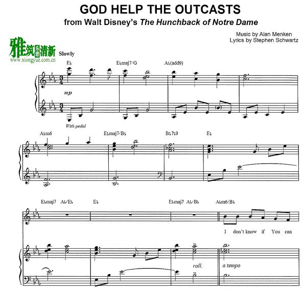Hunchback of Notre Dame - God Help The Outcasts钢琴伴奏谱