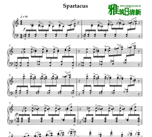 Carl Vine - spartacus原版钢琴谱
