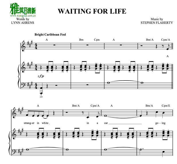 Stephen Flaherty – Waiting for Life钢琴伴奏谱谱