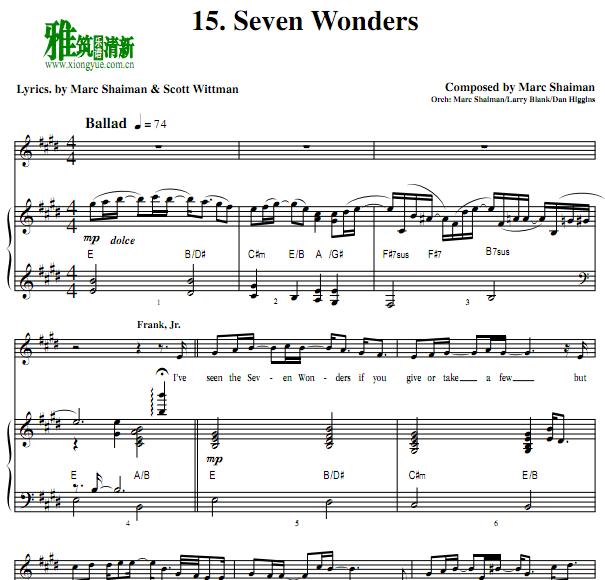 Catch Me if You Can - Seven Wonders歌谱 正谱