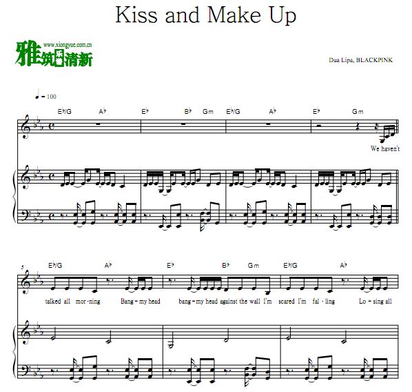 BLACKPINK,Dua Lipa - Kiss and Make Up钢琴谱