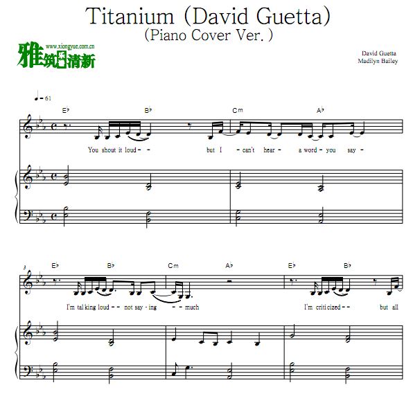 David Guetta - Titanium钢琴谱