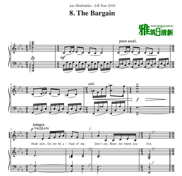 英国巡演2010版悲惨世界声乐谱 The Bargain钢琴伴奏谱
