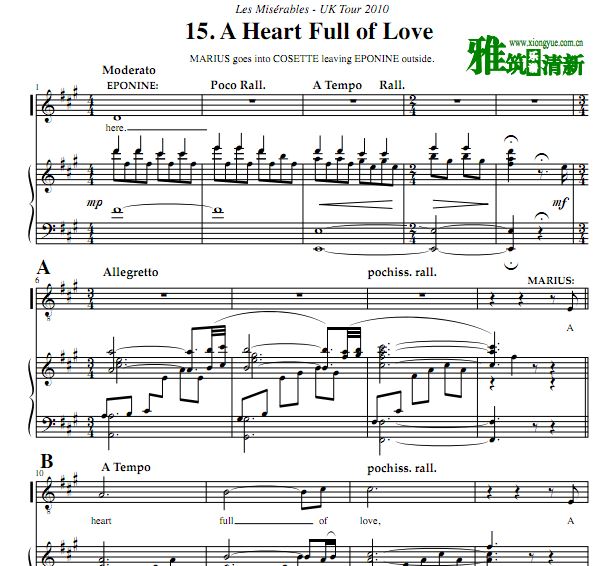 悲惨世界2010英国版 A Heart Full of Love钢琴伴奏谱 声乐谱