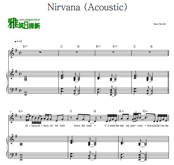 Sam Smith - Nirvana 钢琴谱
