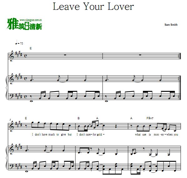 Sam Smith - Leave Your Love 钢琴弹唱谱