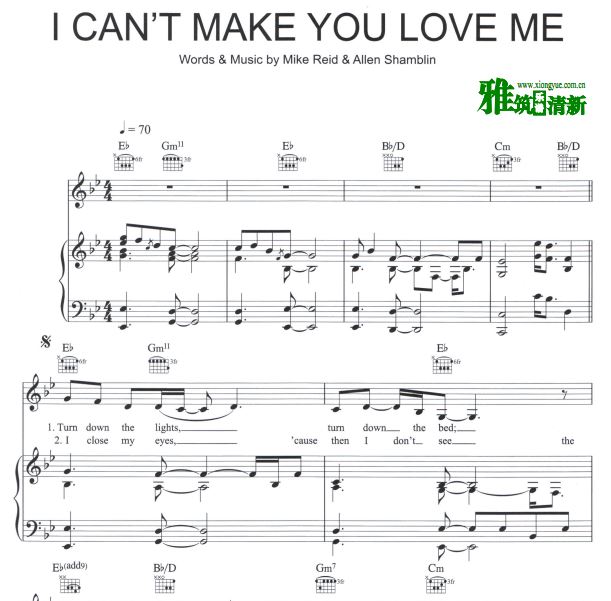 Adele - I can't make you love me 弹唱钢琴谱