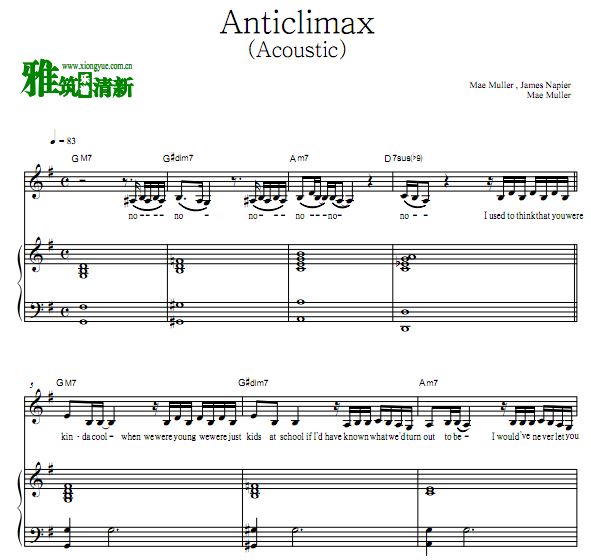 Mae Muller - Anticlimax弹唱钢琴谱 (Acoustic)