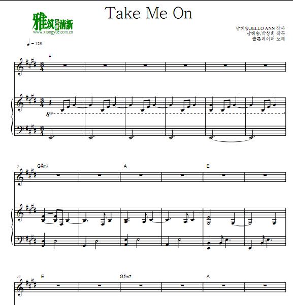 男朋友 -Take Me On钢琴伴奏谱
