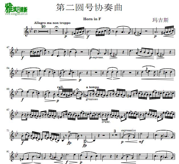 玛吉斯第二圆号协奏曲圆号谱