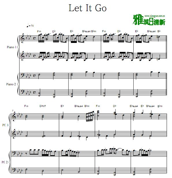 冰封奇缘 Frozen - Let It Go钢琴四手联弹谱