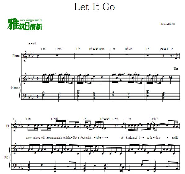 冰雪奇缘 Let It Go长笛钢琴二重奏谱