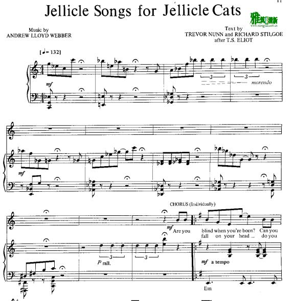 Cats-Jellicle Songs For Jellicle Cats声乐谱 钢琴伴奏谱