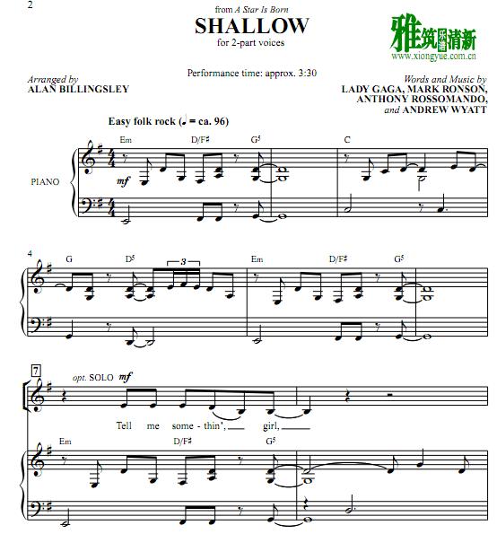 shallow 2声部合唱钢琴伴奏谱